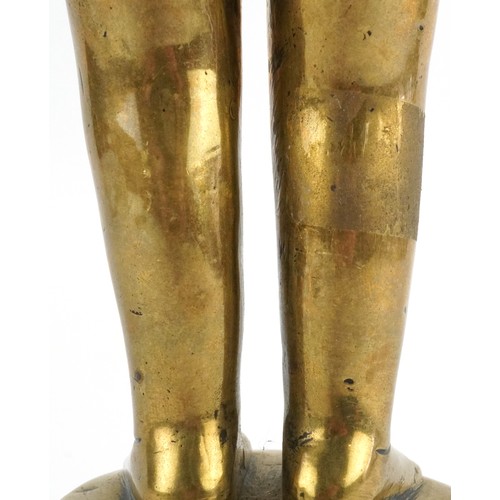 410 - Antique Indian heavy gilt bronze figure of Radha, approx 4.4kg, 30cm high.
