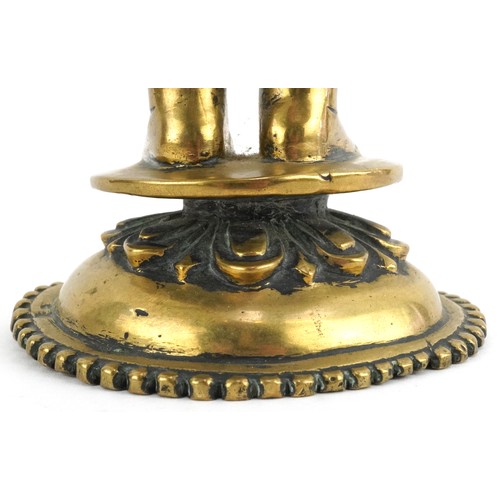 410 - Antique Indian heavy gilt bronze figure of Radha, approx 4.4kg, 30cm high.