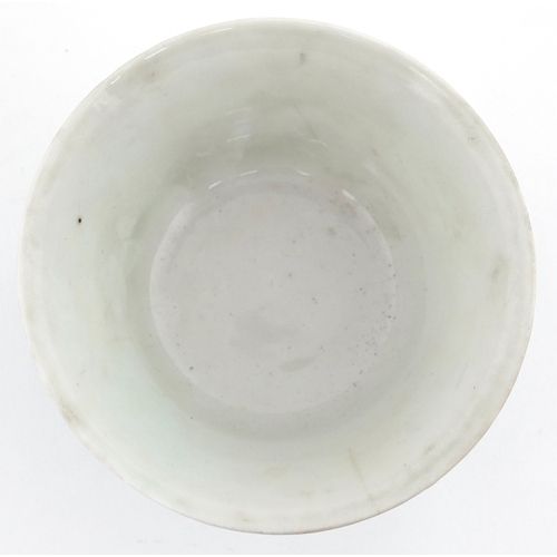 250 - Chinese porcelain rice bowl with cover and saucer having a green glaze, iron red character marks to ... 