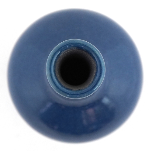 46 - Chinese stoneware bottleneck vase having a powder blue glaze, 14cm high.