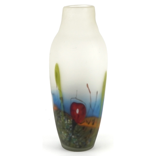 186 - Mihai Topescu, Romanian art glass vase with internal abstract decoration, 46cm high.
