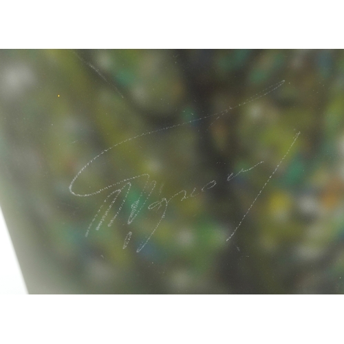 186 - Mihai Topescu, Romanian art glass vase with internal abstract decoration, 46cm high.