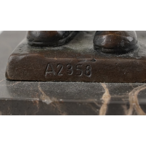 2 - After Franz Bergmann, Austrian cold painted bronze study of a boy raised on a black marble base,28cm... 