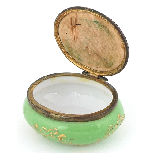 27 - 19th century Austrian trinket box, the hinged lid hand painted with a young female, shield mark to t... 