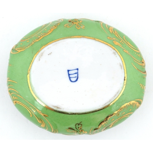27 - 19th century Austrian trinket box, the hinged lid hand painted with a young female, shield mark to t... 