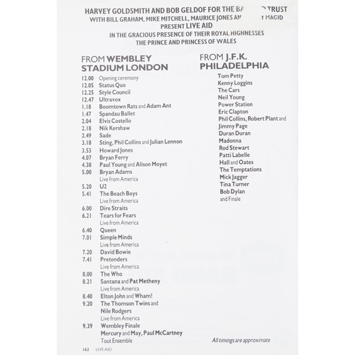 Official Live Aid programme, July 13th 1985, 21cm wide.