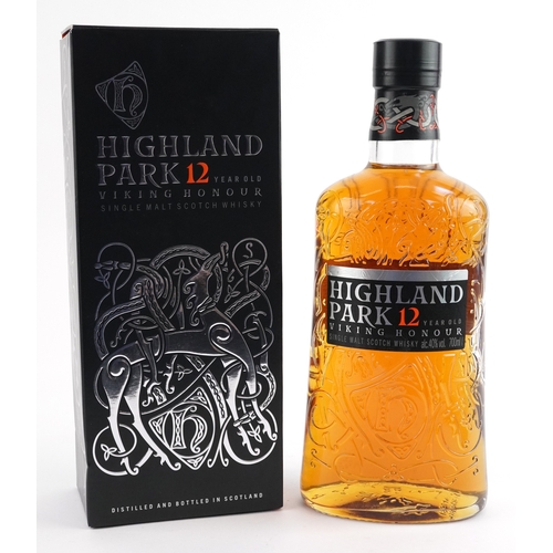 1004 - Bottle of Highland Park 12 Year Old Viking Honour Single Malt Scotch whisky.