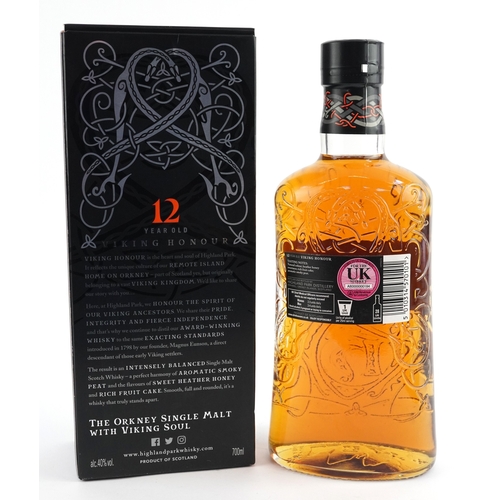 1004 - Bottle of Highland Park 12 Year Old Viking Honour Single Malt Scotch whisky.
