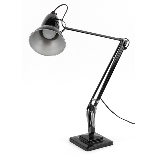 219 - Vintage Herbert Terry black enamel Anglepoise lamp with two step base, 92cm high extended.
