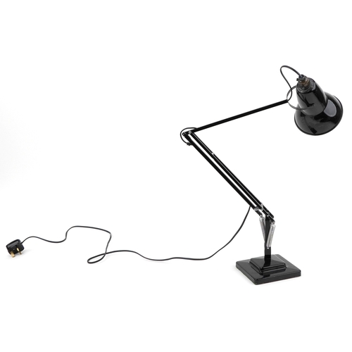 219 - Vintage Herbert Terry black enamel Anglepoise lamp with two step base, 92cm high extended.