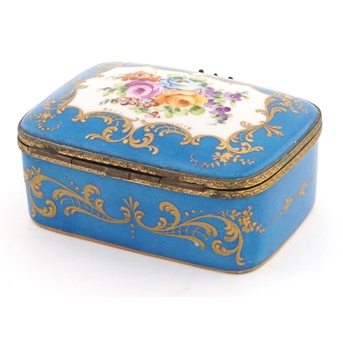 25 - Le Tallec French enamelled trinket box with hand painted and gilded with floral decoration, 10.5cm w... 