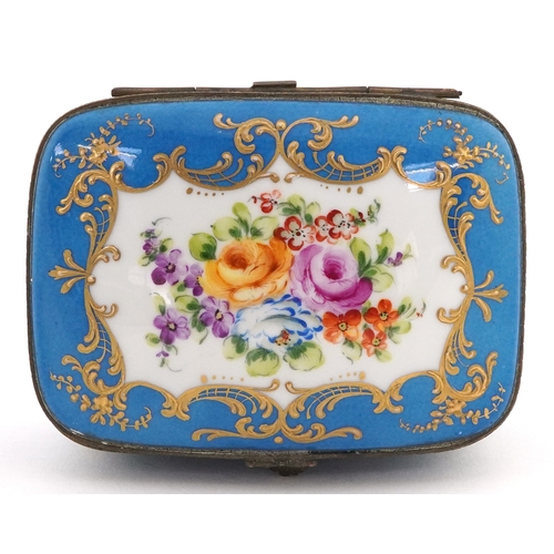 25 - Le Tallec French enamelled trinket box with hand painted and gilded with floral decoration, 10.5cm w... 