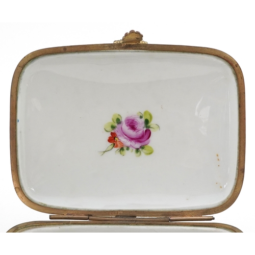 25 - Le Tallec French enamelled trinket box with hand painted and gilded with floral decoration, 10.5cm w... 