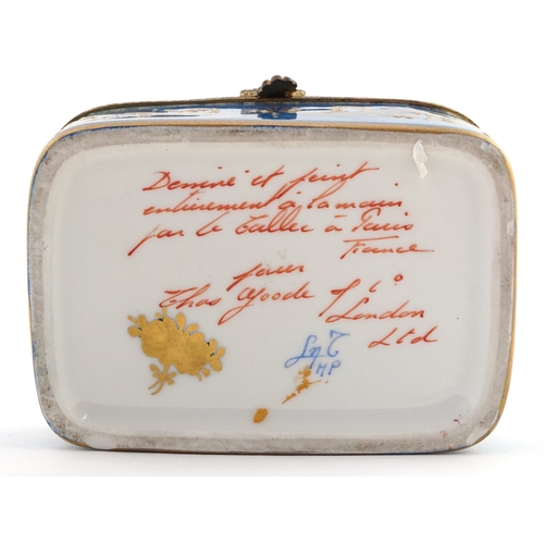 25 - Le Tallec French enamelled trinket box with hand painted and gilded with floral decoration, 10.5cm w... 