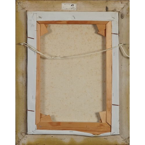 2127 - R Danford - Deer before a landscape, 20th century oil on canvas, signed, framed, 39cm x 29cm.