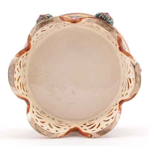 324 - Zsolnay Pecs, Hungarian porcelain pierced planter, numbered 1978, 13cm in diameter.
