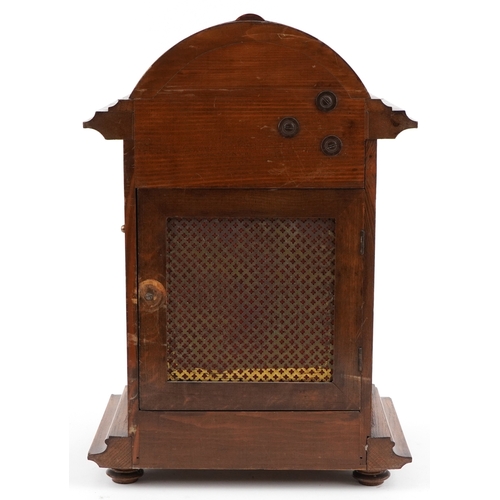 78 - Early 20th century German oak cased bracket clock having gilt dial, silvered chapter ring with Arabi... 