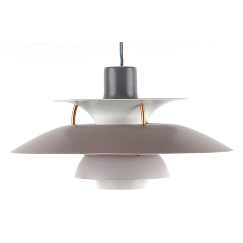 226 - Louis Poulsen Danish light pendant in mauve and pink, 30cm in diameter.