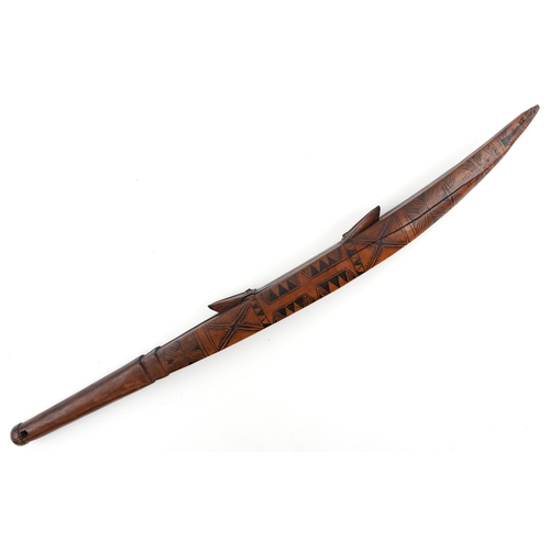 401 - Tribal interest Napa dance wand/club, possibly from the Santa Cruz Solomon Islands, hand painted wit... 