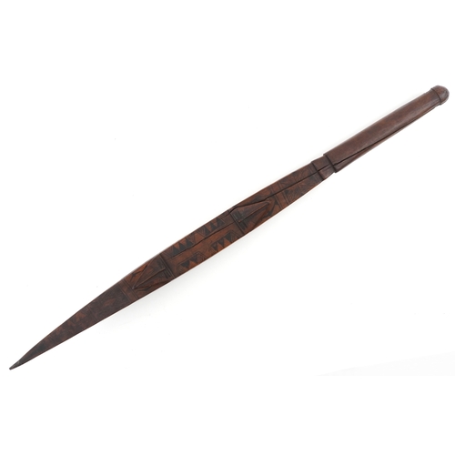 401 - Tribal interest Napa dance wand/club, possibly from the Santa Cruz Solomon Islands, hand painted wit... 