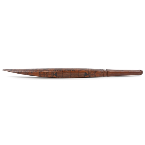 401 - Tribal interest Napa dance wand/club, possibly from the Santa Cruz Solomon Islands, hand painted wit... 