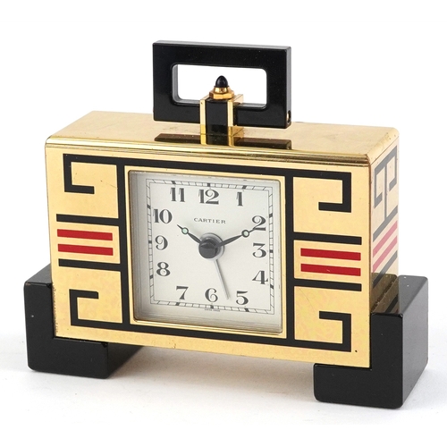 81 - Must de Cartier, Art Deco style Pendulette enamelled and lacquered alarm clock, numbered 891403208, ... 