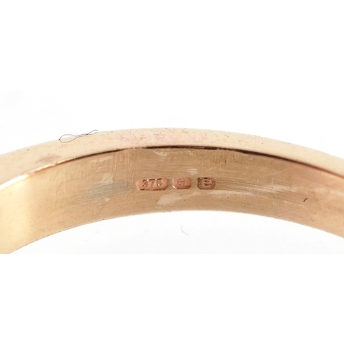 3023 - 9ct gold Champagne diamond five stone ring, total diamond weight approximately 1.00 carat, size L, 3... 