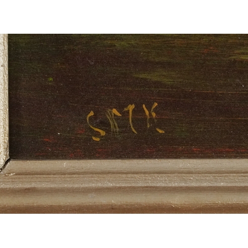 2133 - Still life flowers, 20th century oil on board, indistinctly signed, framed, 26cm x 29cm.