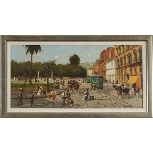 2145 - Francesco Tammaro - Paris street scene, early 20th century Italian school oil on canvas, signed, fra... 