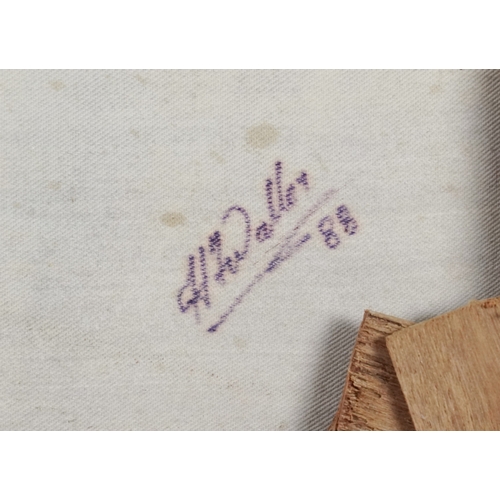 2111 - Study of an elderly female with a gold bowl, 20th century oil on canvas, indistinctly signed verso, ... 