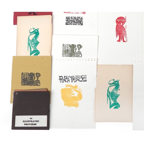 2146 - After Peter Paul Piech - Collection of linocut prints, some bearing signatures, the largest 30cm x 2... 