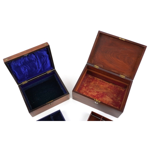 2581 - Victorian Tunbridge Ware inlaid workbox and one other Victorian workbox with brass inlay, housing a ... 