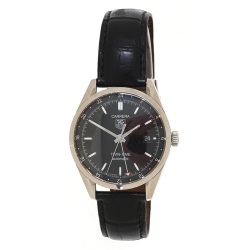 3012 - Tag Heuer, gentlemen's Tag Heuer Carrera Twin Time automatic wristwatch with box, the case numbered ... 