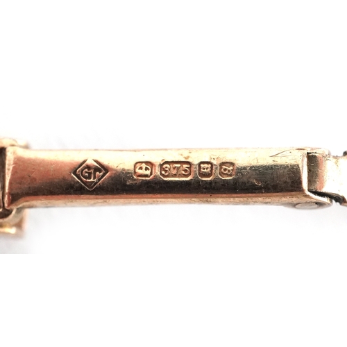 3048 - Uno, ladies 9ct gold wristwatch with 9ct gold strap, the dial 12mm in diameter, total weight 17.0g.