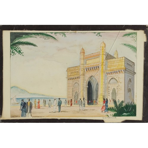 2165 - G W Saville - Indian festival and temple, two 20th century watercolours on paper, pencil signed, gla... 