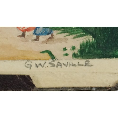2165 - G W Saville - Indian festival and temple, two 20th century watercolours on paper, pencil signed, gla... 