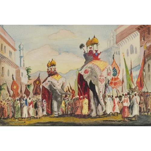 2165 - G W Saville - Indian festival and temple, two 20th century watercolours on paper, pencil signed, gla... 