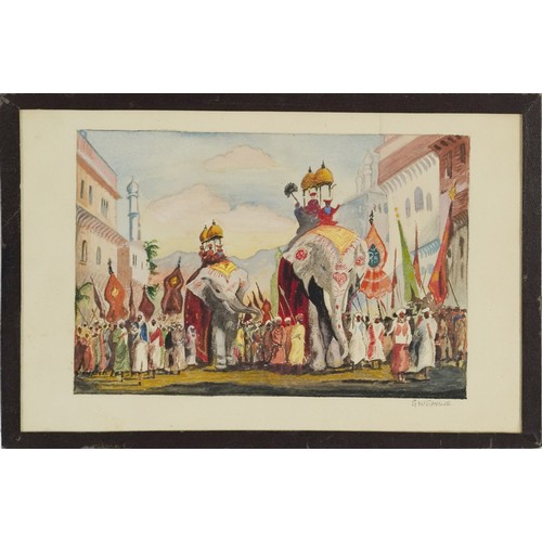 2165 - G W Saville - Indian festival and temple, two 20th century watercolours on paper, pencil signed, gla... 