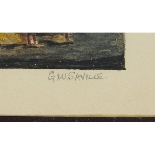 2165 - G W Saville - Indian festival and temple, two 20th century watercolours on paper, pencil signed, gla... 