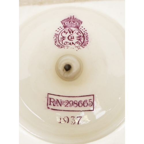 24 - Charles Baldwyn for Royal Worcester, early 20th century twin handled baluster vase and cover hand pa... 