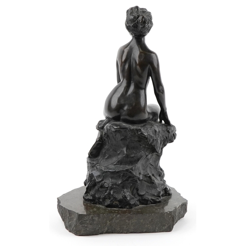 1 - Francis William Doyle Jones (1873-1938) bronze figure of a seated nude female, raised on a naturalis... 