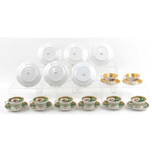 1054 - Grosvenor china teacups and saucers in the Sandringham pattern together with Paragon teacups and sau... 