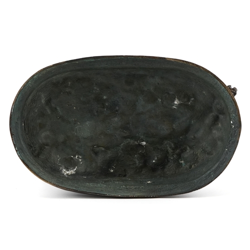 2 - After Jules Moigniez, patinated bronze study of cattle by a fence, 30cm wide.