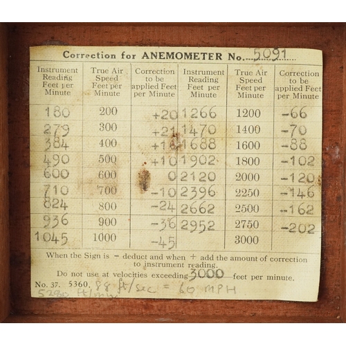 47 - Vintage brass air meter no. 5081 with fitted oak case, 6cm in diameter.
