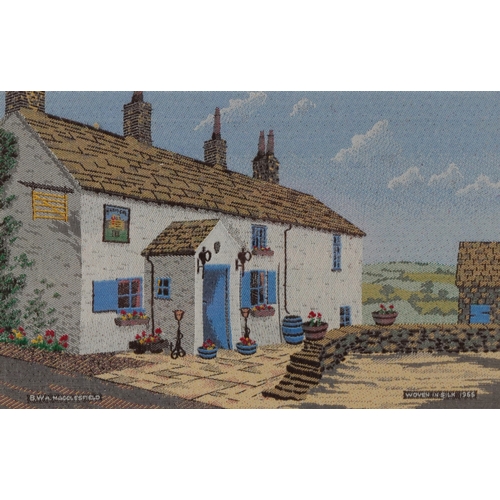 53 - Four mid century B W A Macclesfield woven silk pictures comprising Old Macclesfield, The Gap House a... 