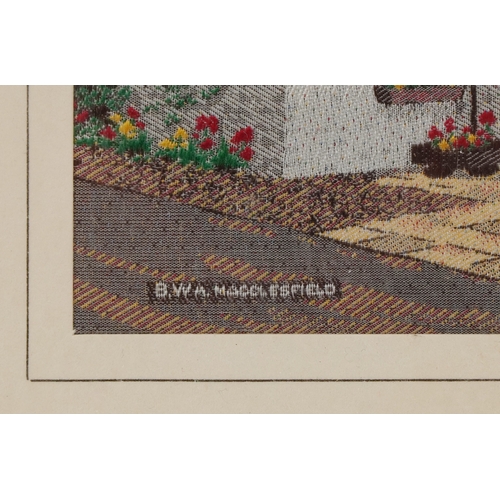 53 - Four mid century B W A Macclesfield woven silk pictures comprising Old Macclesfield, The Gap House a... 