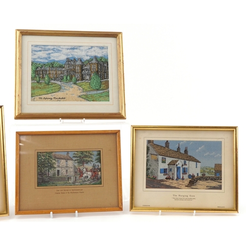 53 - Four mid century B W A Macclesfield woven silk pictures comprising Old Macclesfield, The Gap House a... 