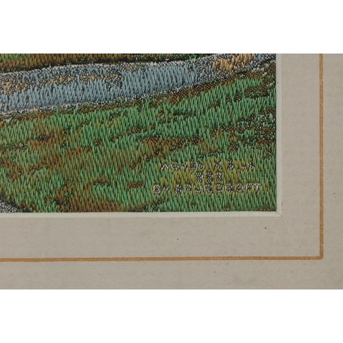 53 - Four mid century B W A Macclesfield woven silk pictures comprising Old Macclesfield, The Gap House a... 