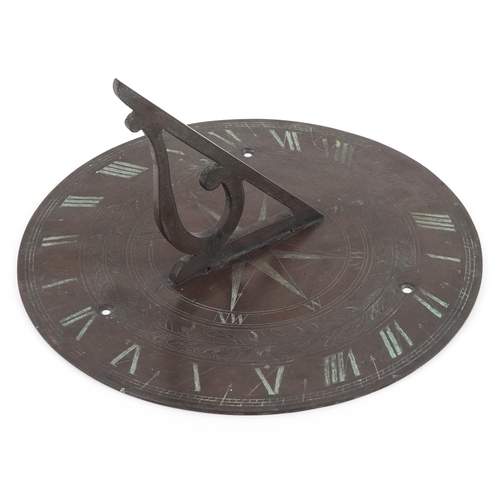 38 - Late 19th/early 20th century bronze sundial, 30cm in diameter.