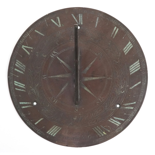 38 - Late 19th/early 20th century bronze sundial, 30cm in diameter.